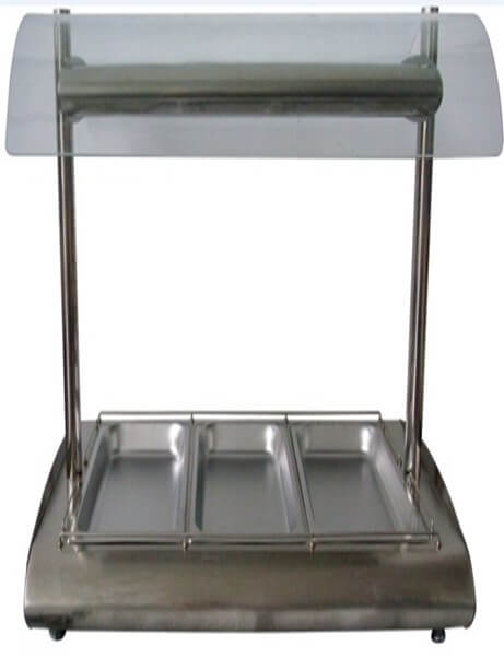 TABLE MODEL CURVED SHAPE 3 DIV BN MARIE CW O/H GLASS - cater-care